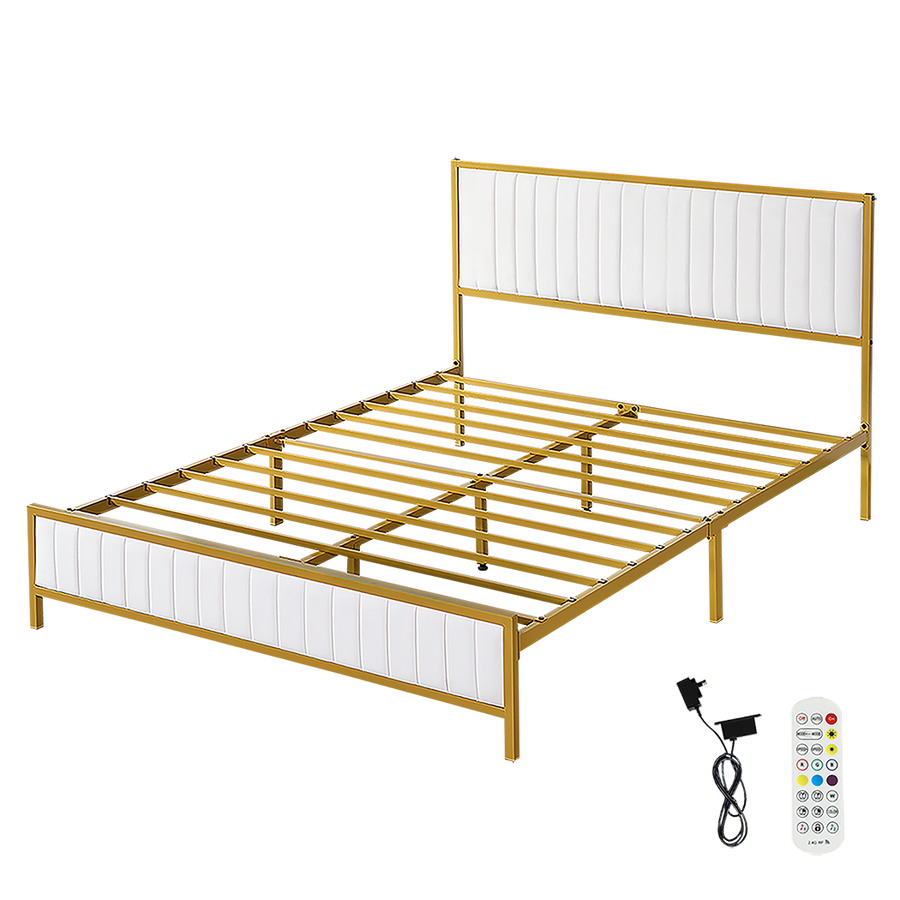 Levede Metal Bed Frame Under Bed Storage Double Beige-2006732901978345480