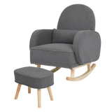 Levede Fleece Rocking Chair with footstool - Low Angle