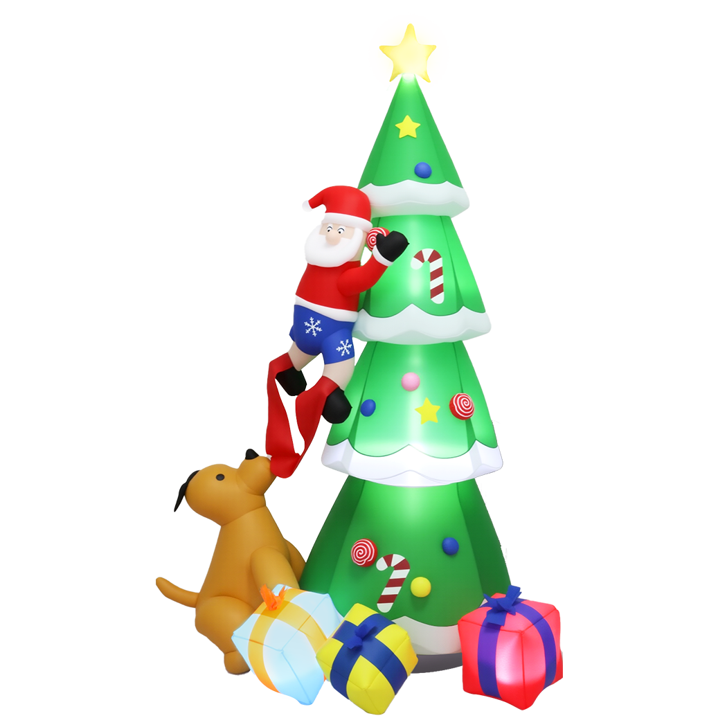 Santaco Inflatable Christmas 2.4M Xmas Tree Santa Claus-2006733376031166472