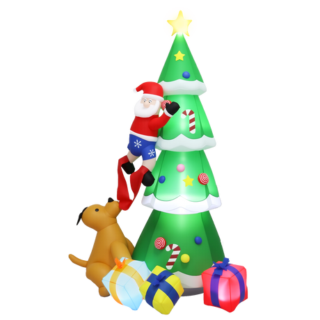 Santaco Inflatable Christmas 2.4M Xmas Tree Santa Claus-2006733376031166472