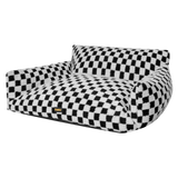 Pawz Pet Bed Plush Checkered Dog Bed Washable Cat Bed - Low Angle