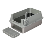 Pawz Stainless Steel Large Semi-Enclosed Cat Litter Box - Low Angle