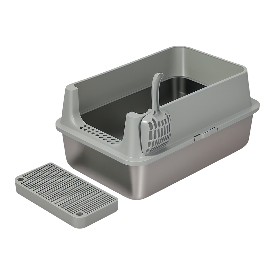 Pawz Stainless Steel Large Semi-Enclosed Cat Litter Box-2011971128762961928