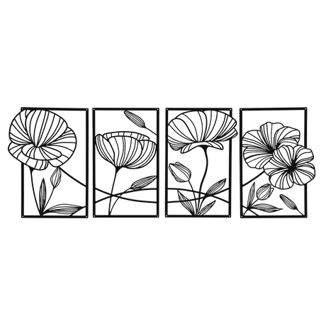 Yezi Metal Wall Art 4Pcs Floral Minimalist Line Decor-2006732700534312968