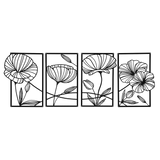Yezi Metal Wall Art 4Pcs Floral Minimalist Line Decor - Low Angle