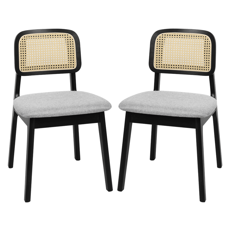 Levede Dining Chair Wood Rattan Armless Black x8-2006732736517246984