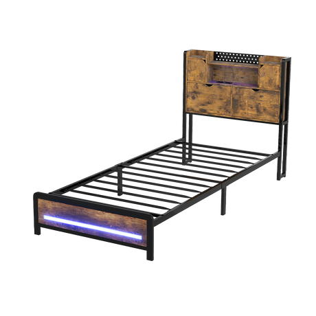 Levede Single Bed Frame Storage Headboard Industrial-2011971104947703816