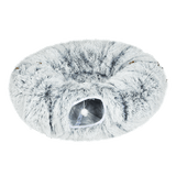 Pawz Cat Tunnel Foldable Fluffy Plush Play Tube Grey - Low Angle