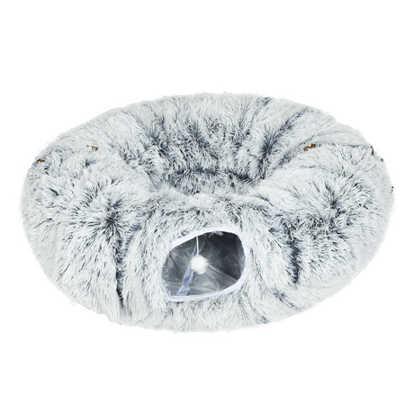 Pawz Cat Tunnel Foldable Fluffy Plush Play Tube Grey-1954802453765558280