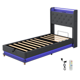 Levede Single Bed Frame Gas Lift Storage LED Light USB-2006733381777362952