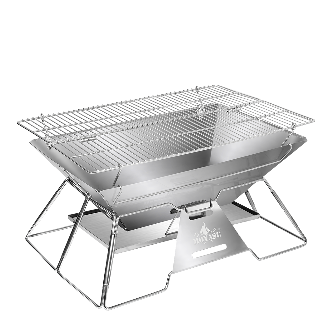 Levede Portable Folding BBQ Charcoal Grill Silver-1954802457573986312
