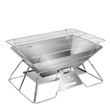 Levede Portable Folding BBQ Charcoal Grill Silver - Low Angle