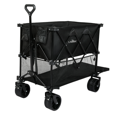 Lambu Folding Wagon Cart Double Shelves-2006732894810279944