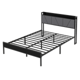 Levede Double Bed Frame Steel Base with Headboard Grey - Low Angle