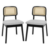 Levede Dining Chair Wood Rattan Armless Black x4-2006732736164925448