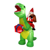 Santaco Christmas Inflatables Outdoor Santa Claus Riding Dinosaur Lights D�cor - Low Angle