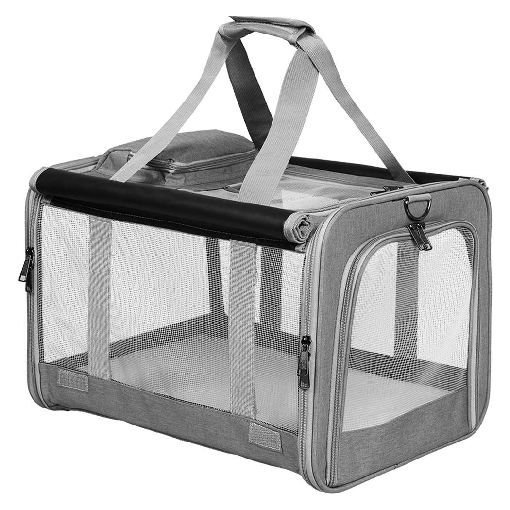 Pawz 3 in 1 Pet Soft Crate Dog Cat Carrier M Size Grey-2006732694888779784