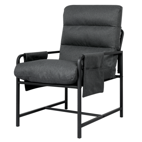 Levede Metal Framed Lounge Chair Linen in Dark Grey-2018816855514419203