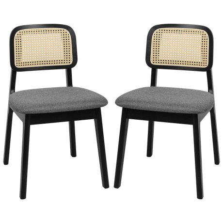 Levede 2x Dining Chair Wood Rattan Armless Black-2006732686818938888
