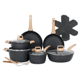 Toque 16-Piece Non Stick Cookware Set Kitchen Fry Pan - Low Angle