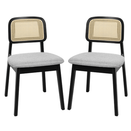 Levede Dining Chair Wood Rattan Armless Black x6-2006732736341086216