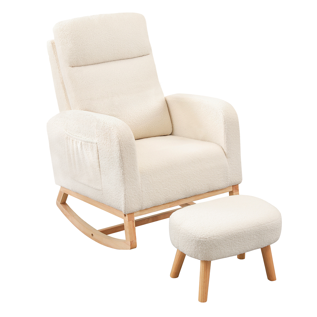 Levede Rocking Chair Ottoman Footrest With Side Pocket-2006732687271923720