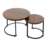 Levede Round Nesting Table Coffee Table Wood Side Table-2006732776480575496