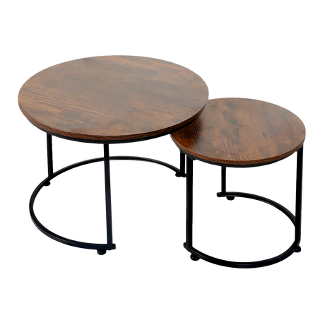 Levede Round Nesting Table Coffee Table Wood Side Table-2006732776480575496