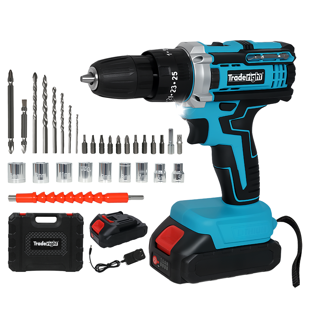 Traderight 21V Cordless Drill Driver Set 2×2.0Ah Battery-1960920171933732872
