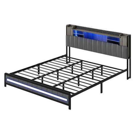 Levede King Bed Frame with Storage Headboard RGB LED-2011971105136447496