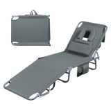 Levede Foldable Beach Lounge Chairs with Face Hole Grey-2018816828482129928