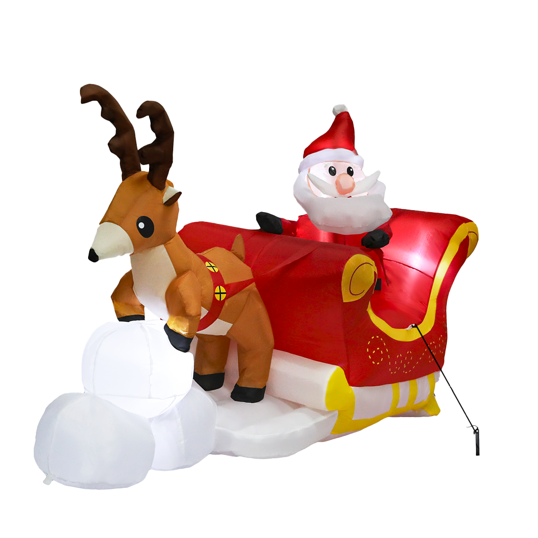 Santaco Christmas Inflatables Outdoor Santa Claus Reindeer Sleigh Lights Decor-1952534168839786504