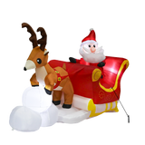 Santaco Christmas Inflatables Outdoor Santa Claus Reindeer Sleigh Lights Decor - Low Angle
