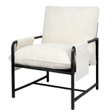 Levede Metal Framed Lounge Chair Corduroy in Beige - Low Angle