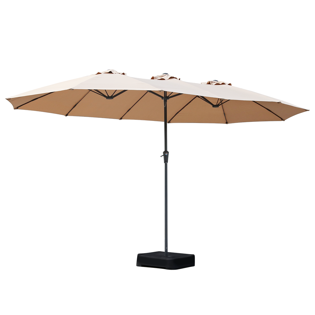 Centra 4M Double-sided Patio Umbrella Outdoor Umbrella Base Stand Khaki-2006732876741218312