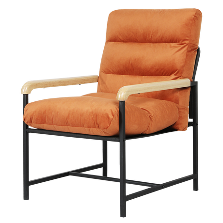 Levede Metal Framed Lounge Chair Velvet in Orange-2018816865723355144