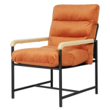Levede Metal Framed Lounge Chair Velvet in Orange - Low Angle