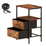 Levede LED Bedside Table with 2 Drawers Power Outlets - Low Angle