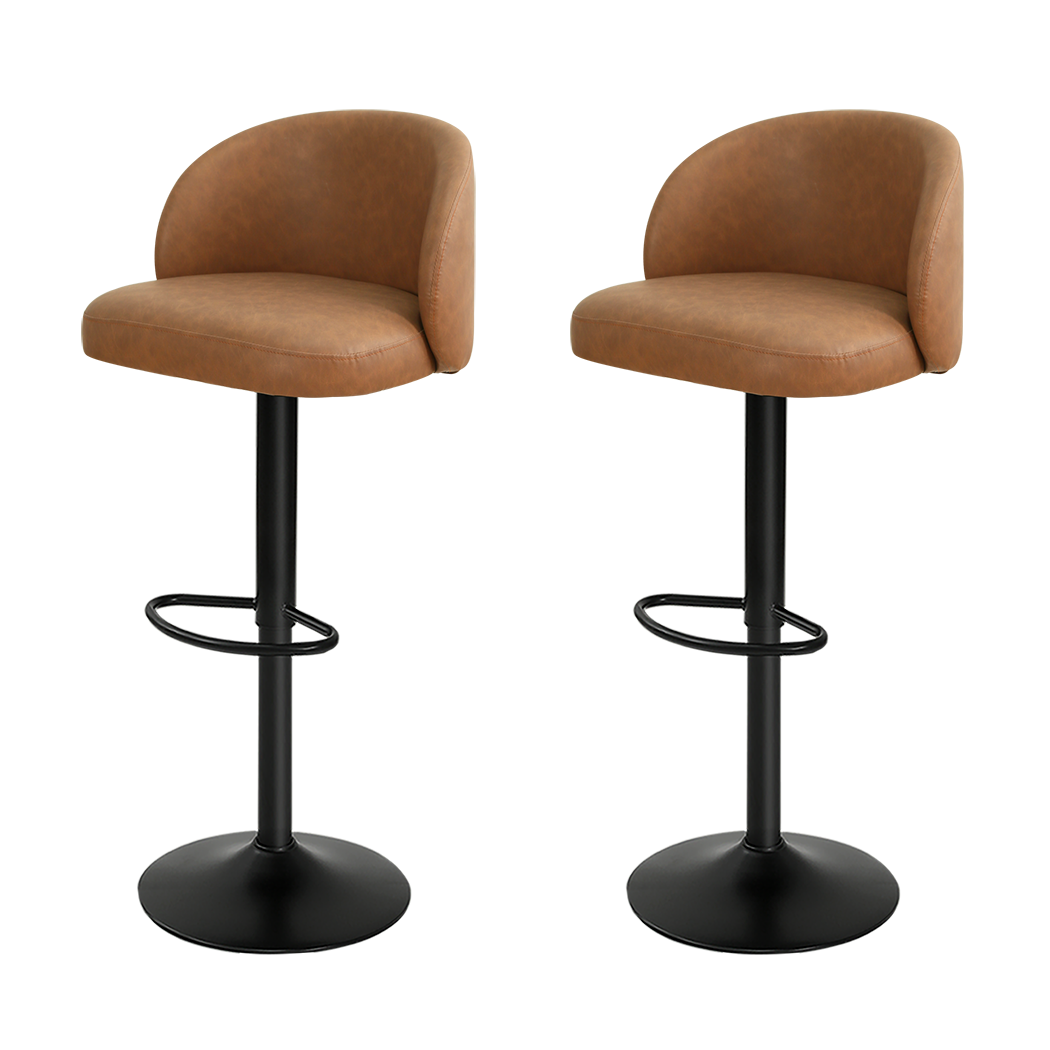 Levede 4x Bar Stool Swivel Gas Lift PU Leather Brown-2018816907184050184