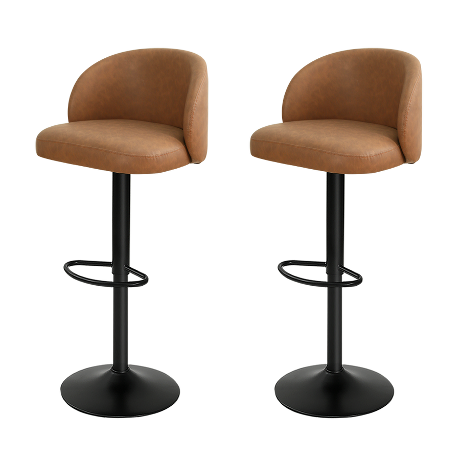 Levede 4x Bar Stool Swivel Gas Lift PU Leather Brown-2018816907184050184