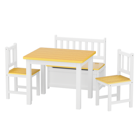 Bopeep Kids Table and Chairs Set Wooden Study Play 4PCS-1954802474309259272