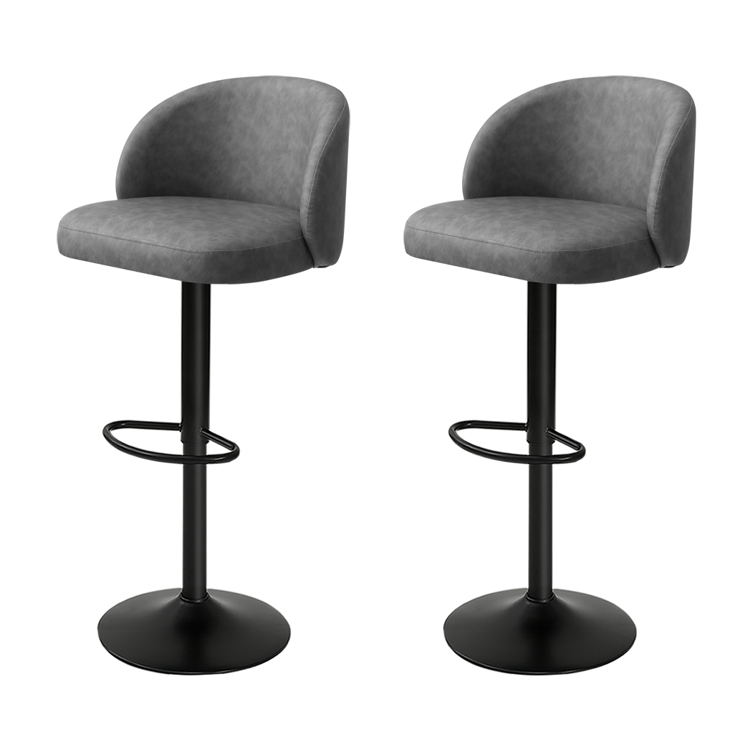 Levede 4x Bar Stool Swivel Gas Lift PU Leather Grey-2006732718938918920