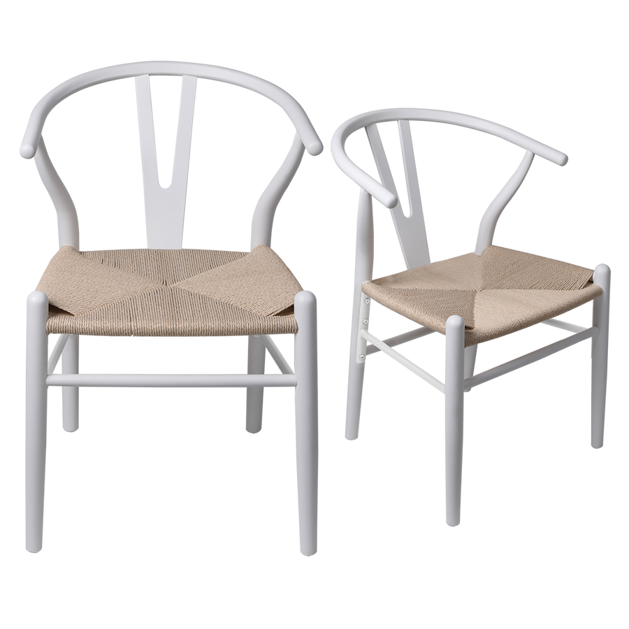 Levede 4x Dining Chairs Wooden Hans White-2006732723045142536