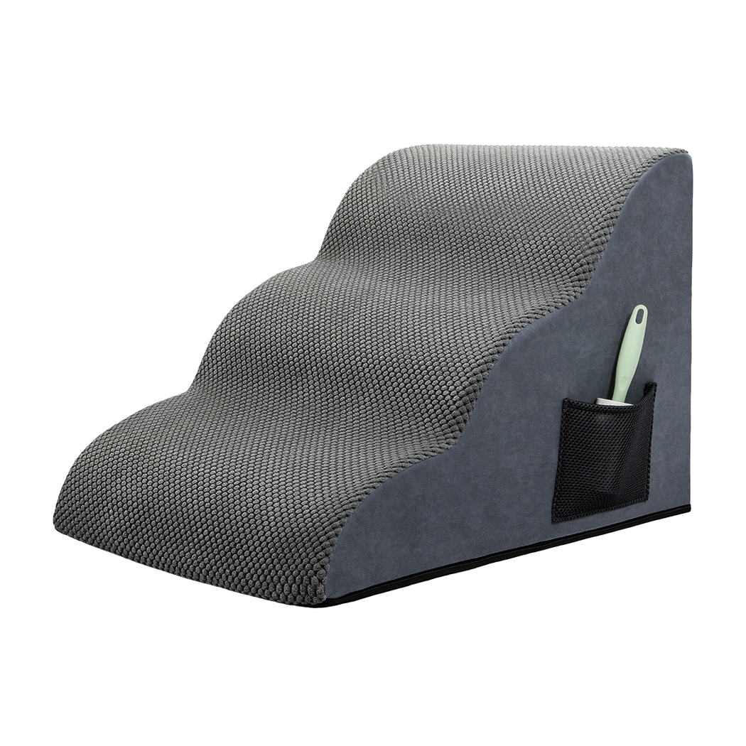 Pawz 3 Steps Pet Stairs Dog Ramp High Density Foam Grey-2018816769506021384