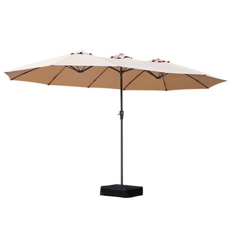Centra 4.5M Double-sided Patio Umbrella Outdoor Umbrella Base Stand Khaki-2018816843380297736