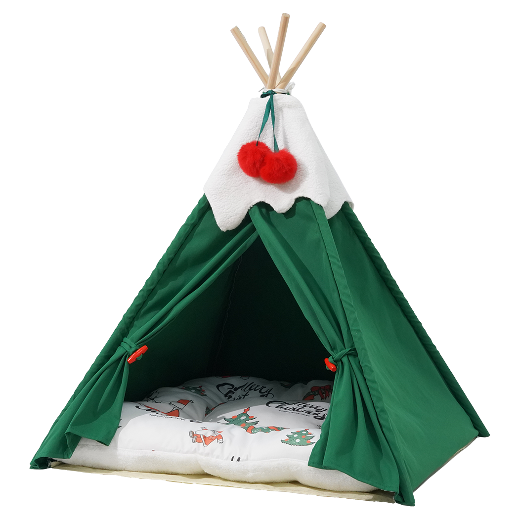 Pawz Pet Tent Dog Cat Tent Bed Washable Indoor Green-2011971126892302344