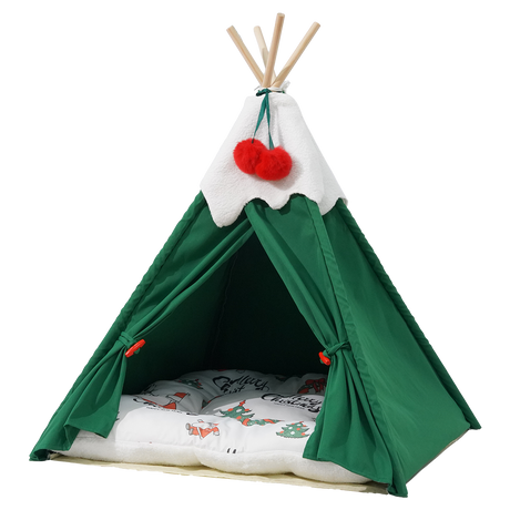 Pawz Pet Tent Dog Cat Tent Bed Washable Indoor Green-2011971126892302344