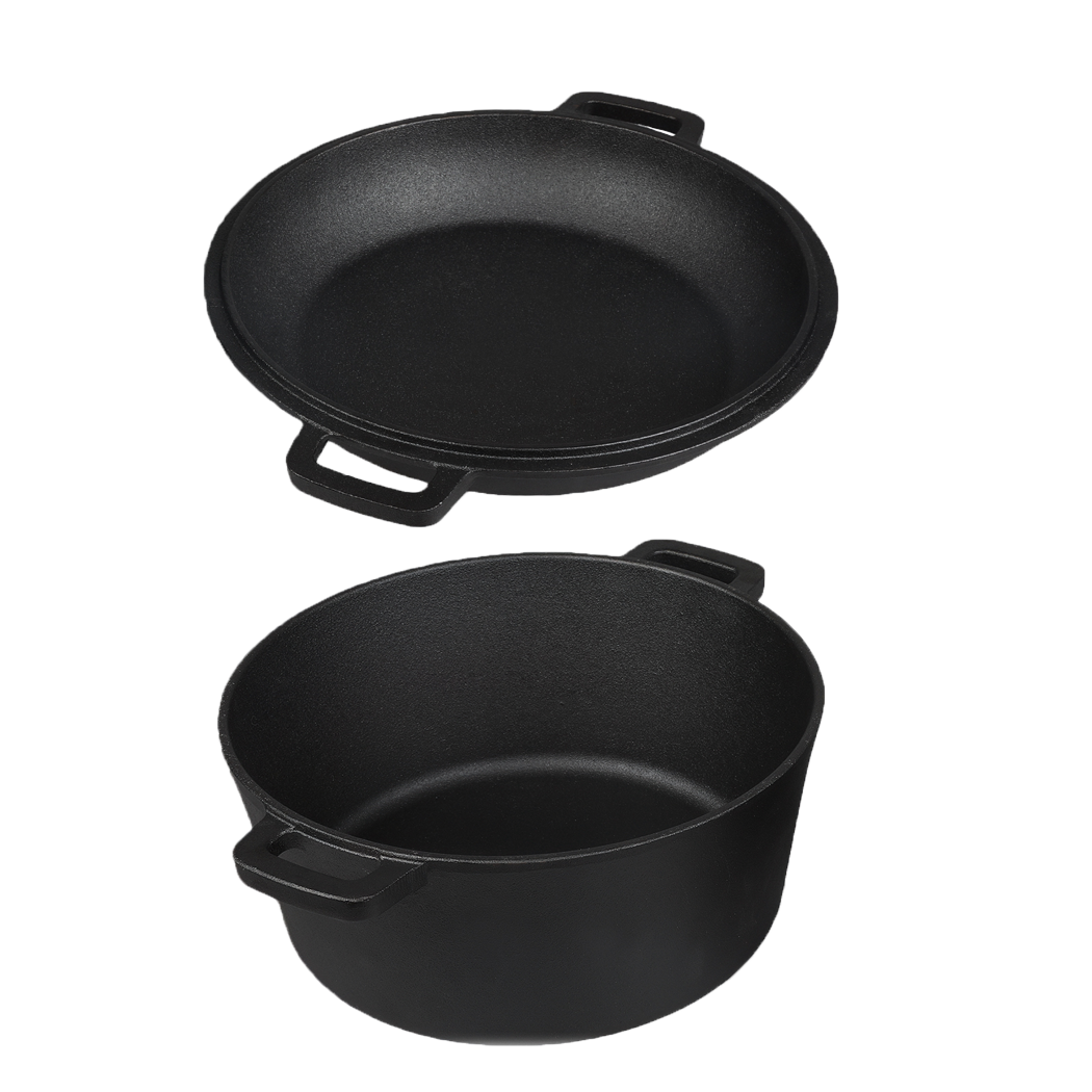 Toque 5.84L Double Dutch Oven 2 in 1 Cast Iron Pan-2011971112459702280