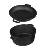 Toque 5.84L Double Dutch Oven 2 in 1 Cast Iron Pan - Low Angle