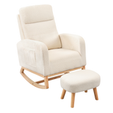 Levede Rocking Chair Ottoman Footrest With Side Pocket - Close-Up Angle
